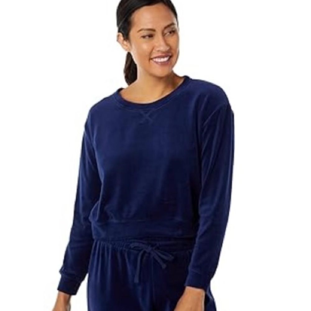 Splendid Sundown Jada Velour Sweatshirt Size XS in Navy Cropped So Soft EUC